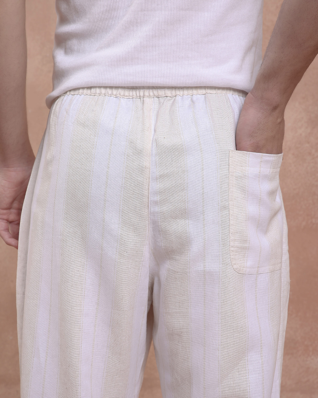 White and beige stripe Pants