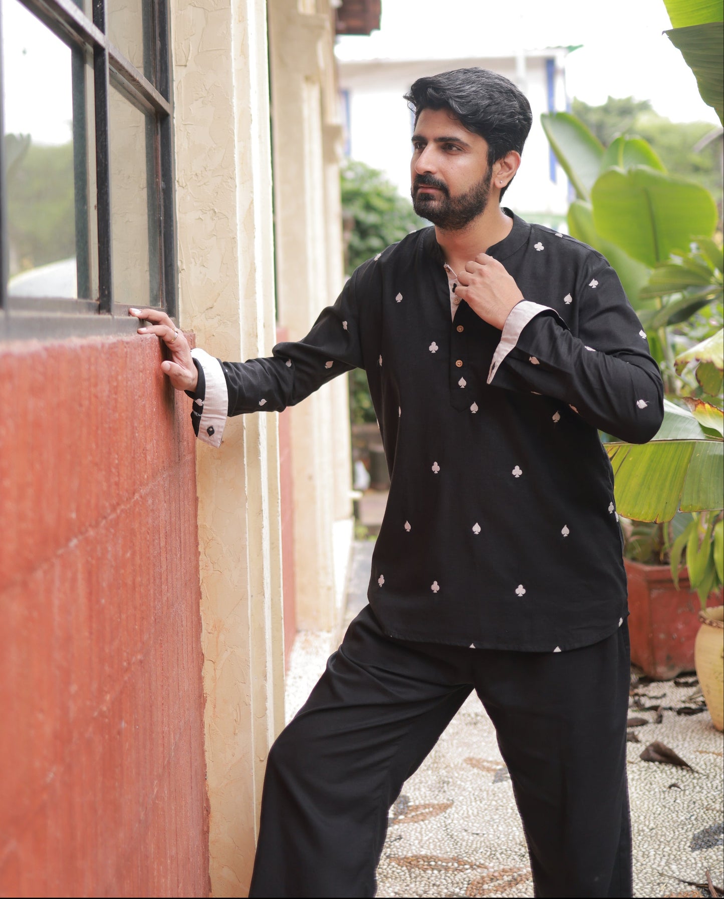 Clubs & Spades-BL Short Kurta