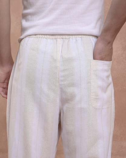 White and beige stripe Pants