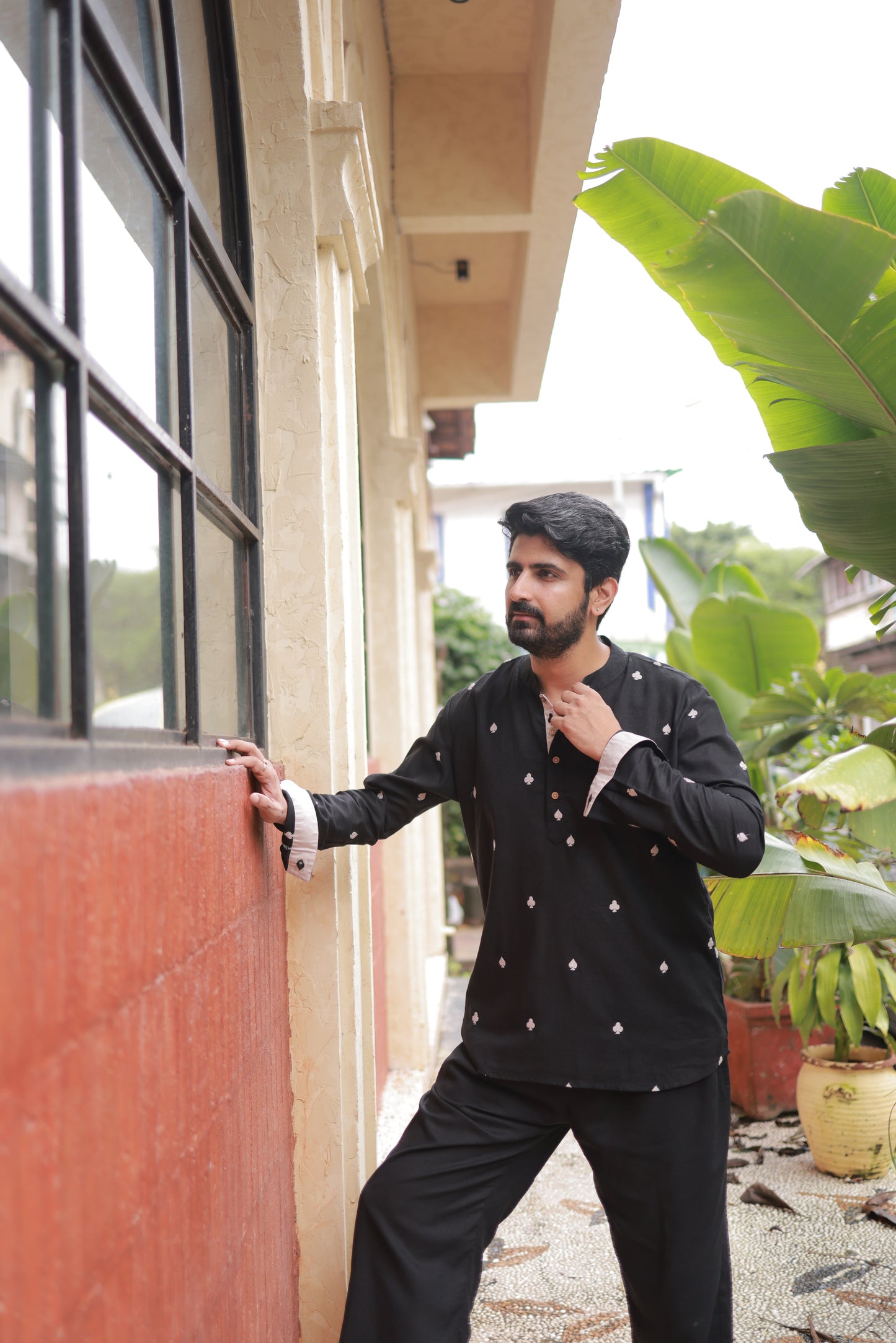 Clubs & Spades-BL Short Kurta