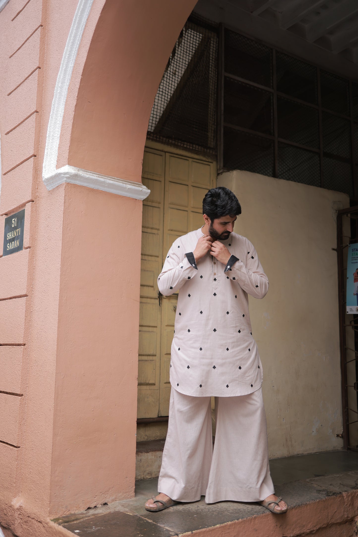 Clubs & Spades - Beige Kurta set