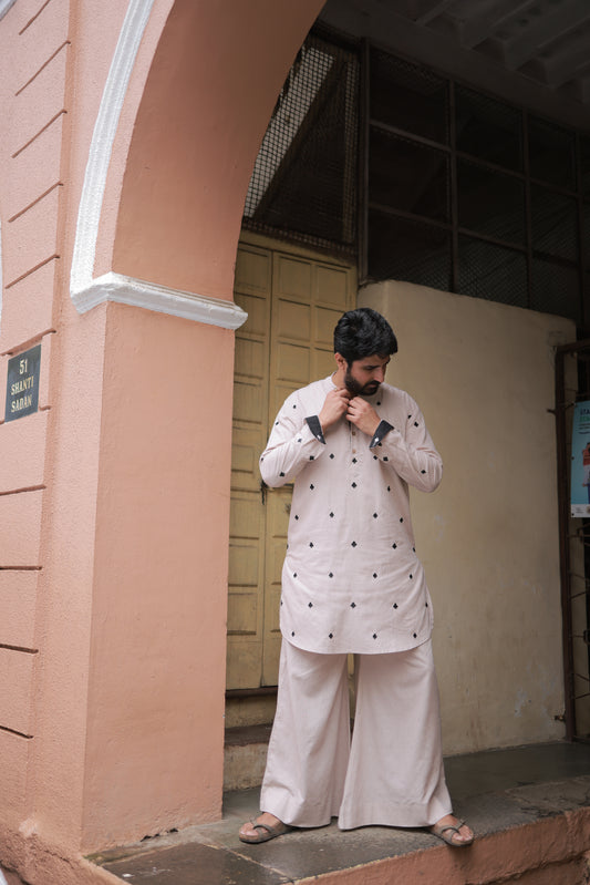 Clubs & Spades - Beige Kurta set