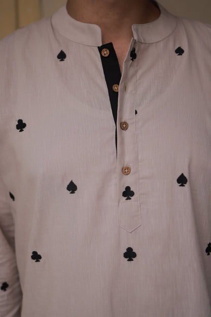 Clubs & Spades - Beige Kurta set