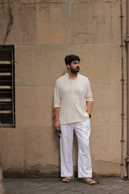 White and beige stripe Pants